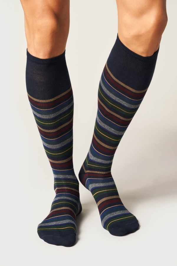 Calza Lunga con Cotone Righe Multicolor